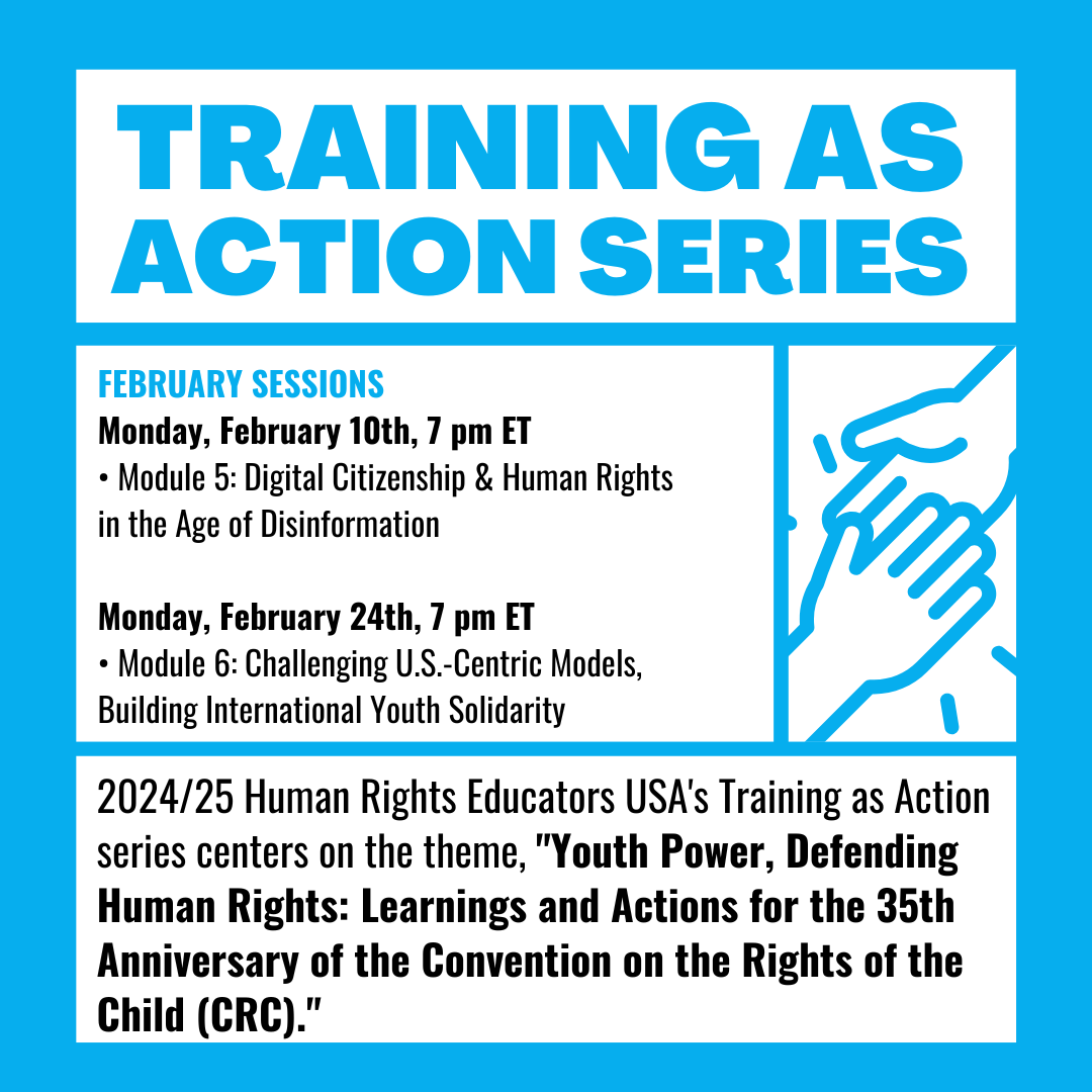 Human Rights Educators USA 2024&ndash;2025 Training As Action Series Module 5