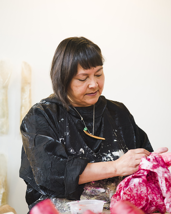 Artist photo of a woman with short hair looking down.; Forge Project Talks: Sonya Kelliher-Combs