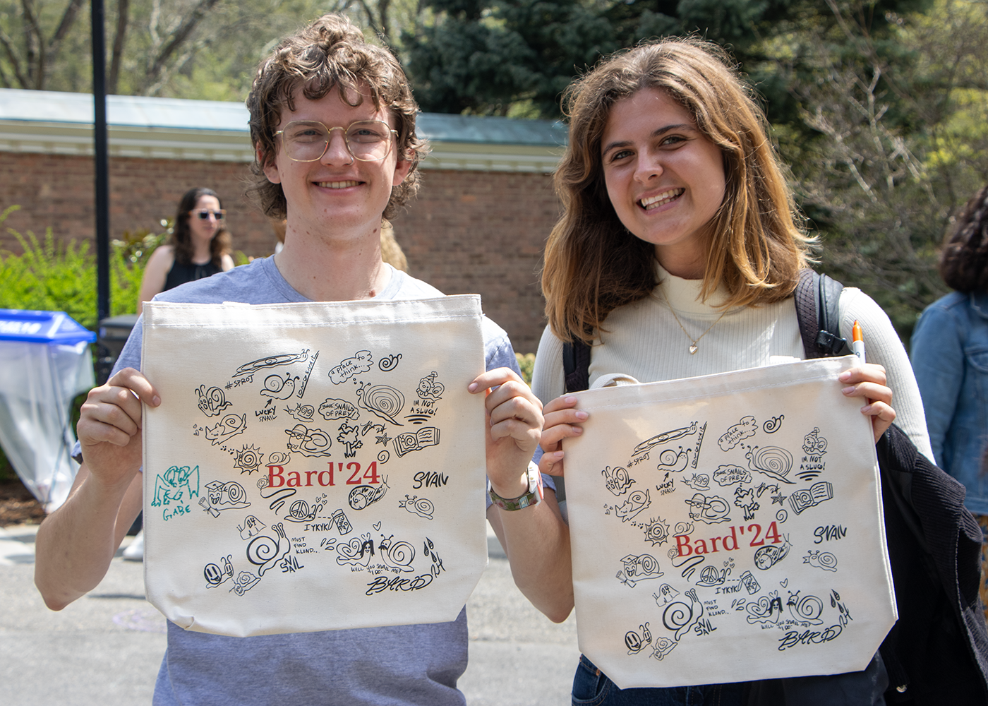 Bard seniors with the 2024 'snail totes.' Photo by Joseph Nartey '26