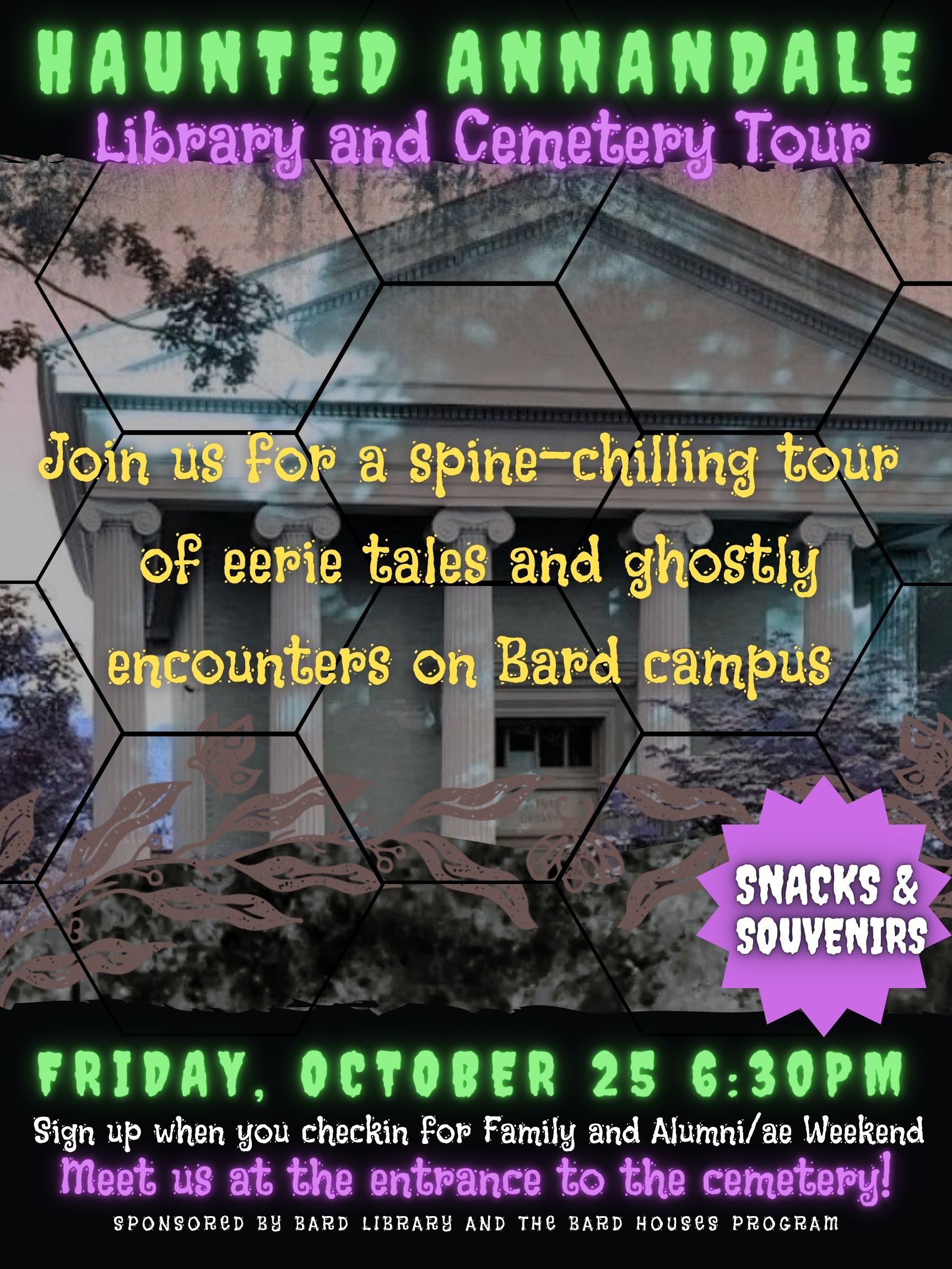 A flyer for the Haunted Annandale Library and Cemetery Tour.; Haunted Annandale