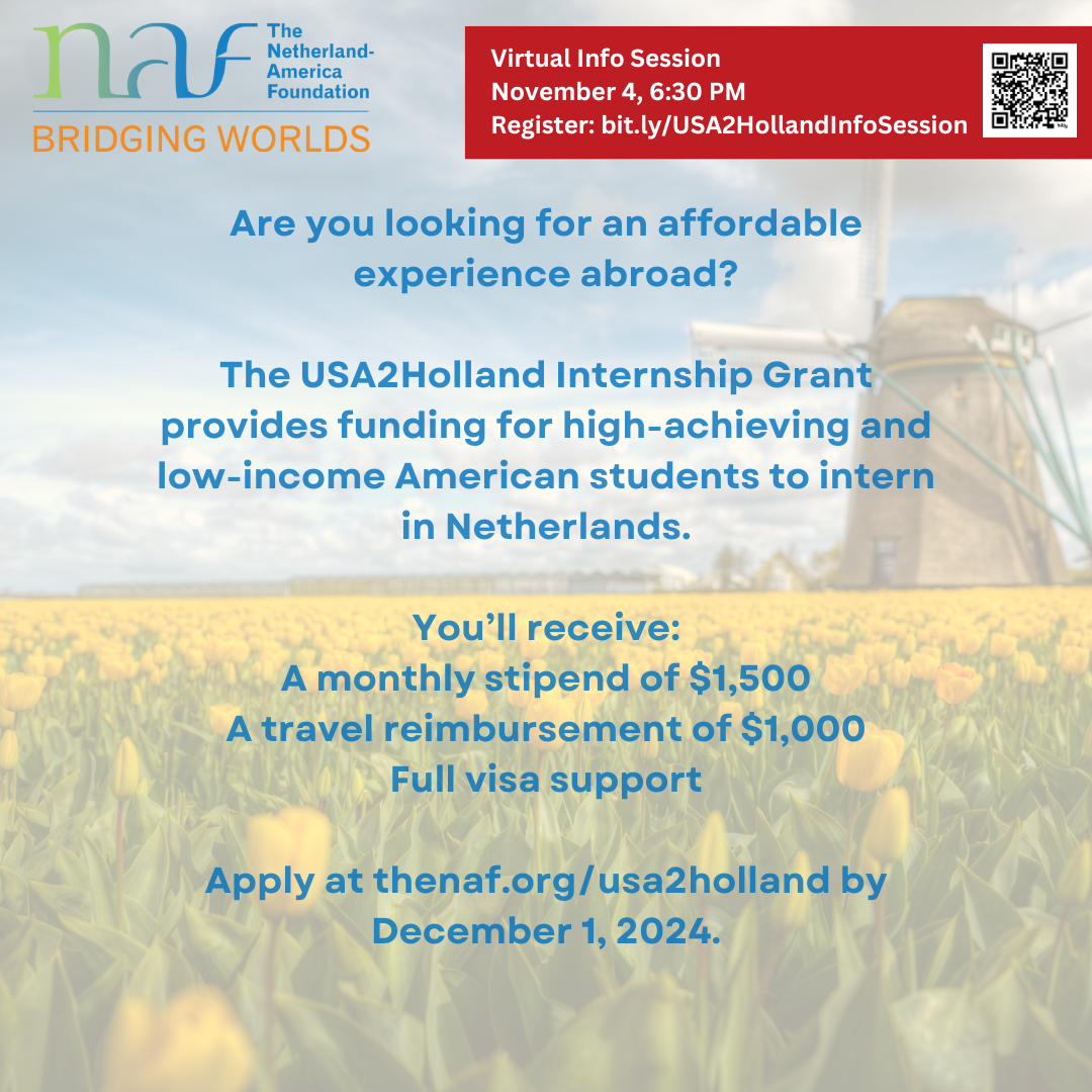 USA2Holland Internship Info Session.; USA2Holland Internship Grant Info Session