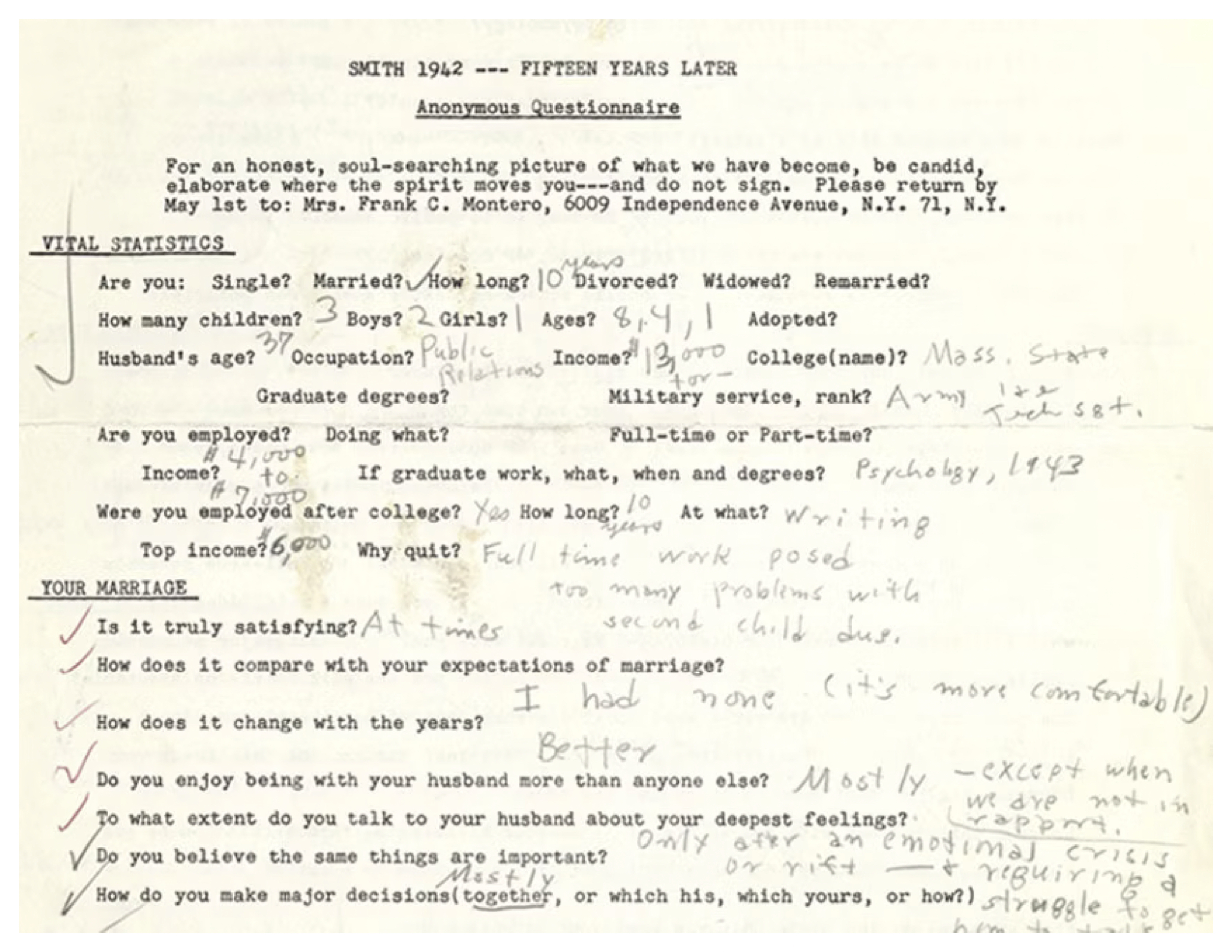 A typewritten page with handwritten notes on top.; Frequently Asked: Poetic Voice in the Survey Era