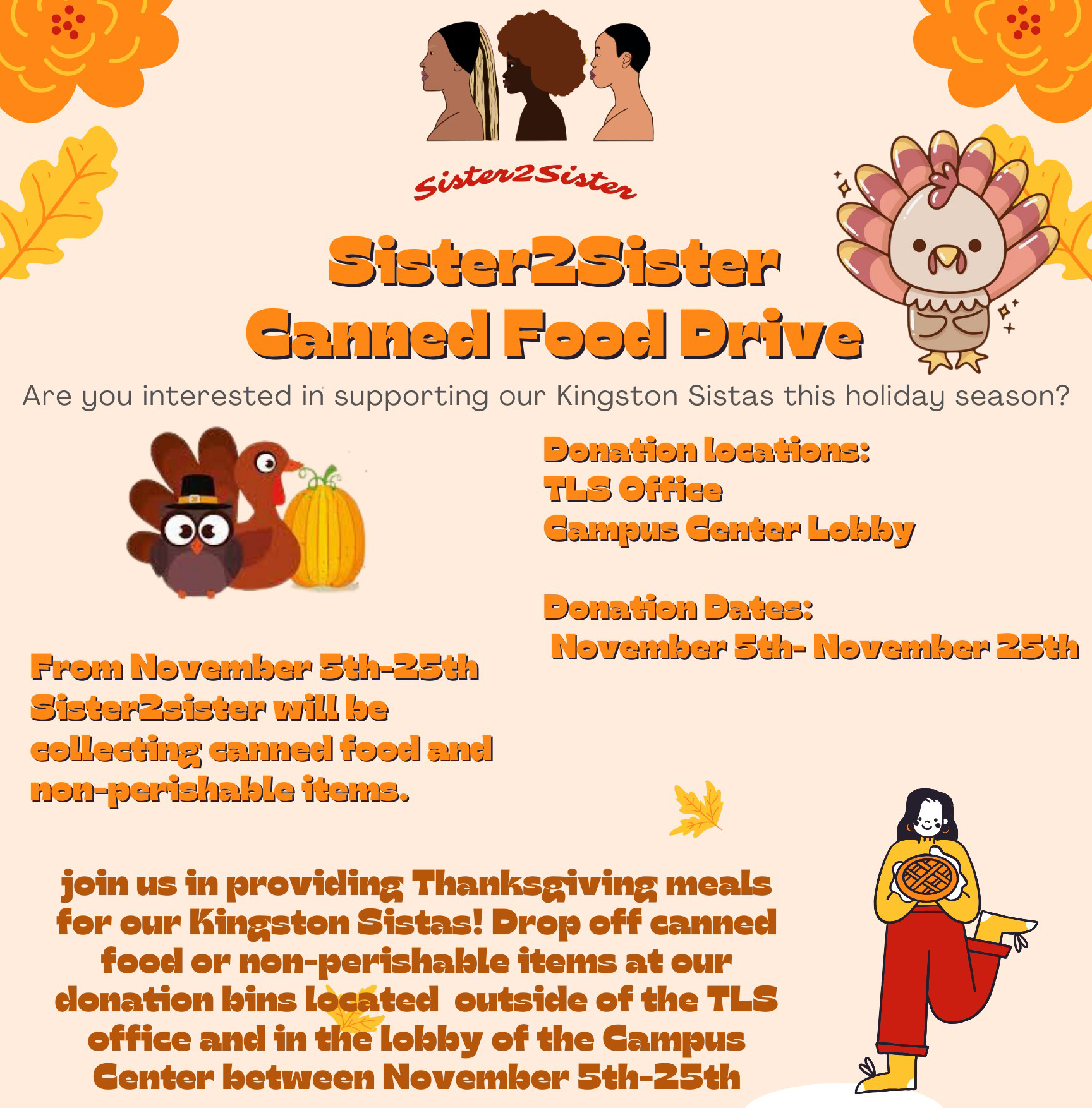 Sister2Sister Canned Food Drive!