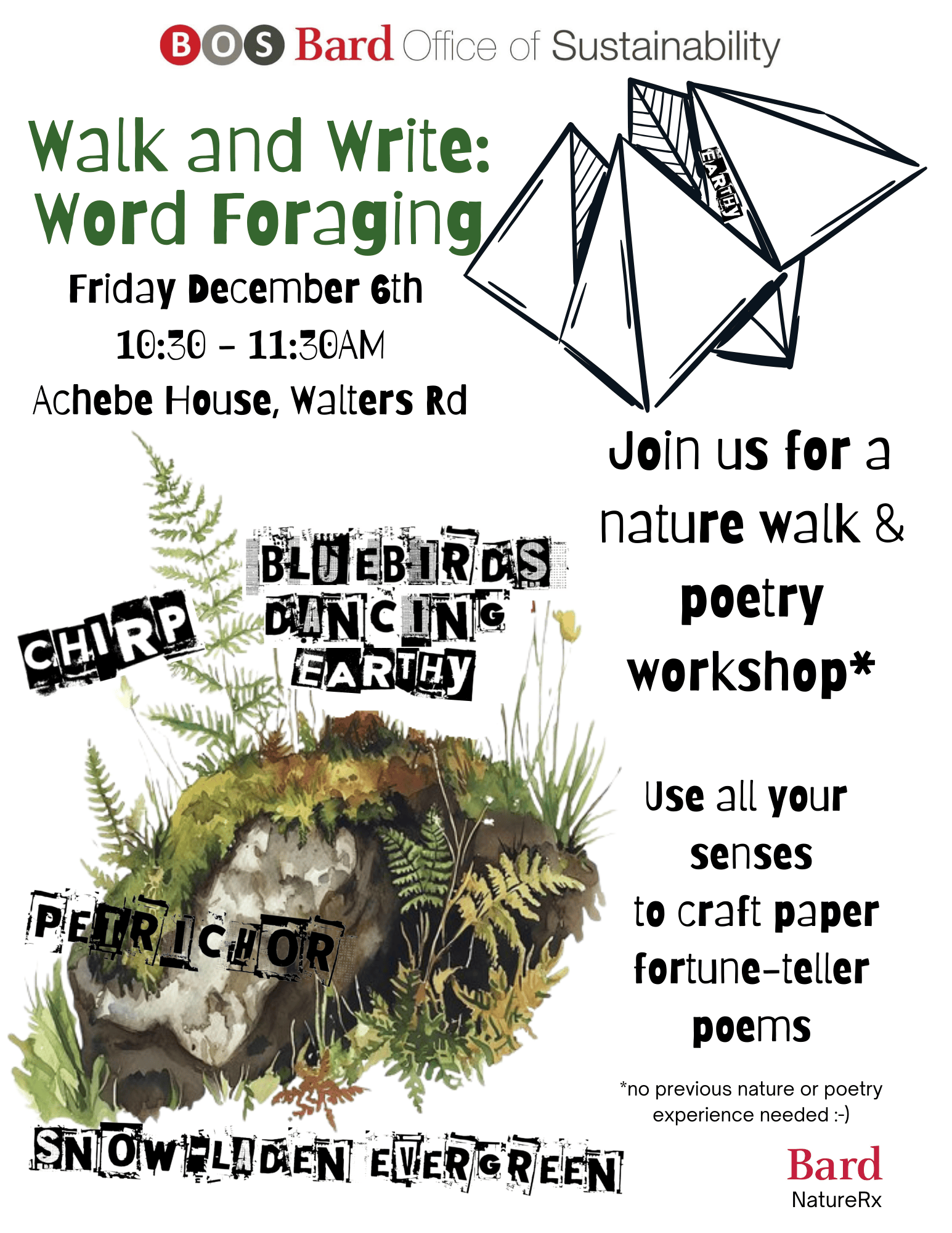 Walk and Write: word foraging.; Visit https://bos.bard.edu/