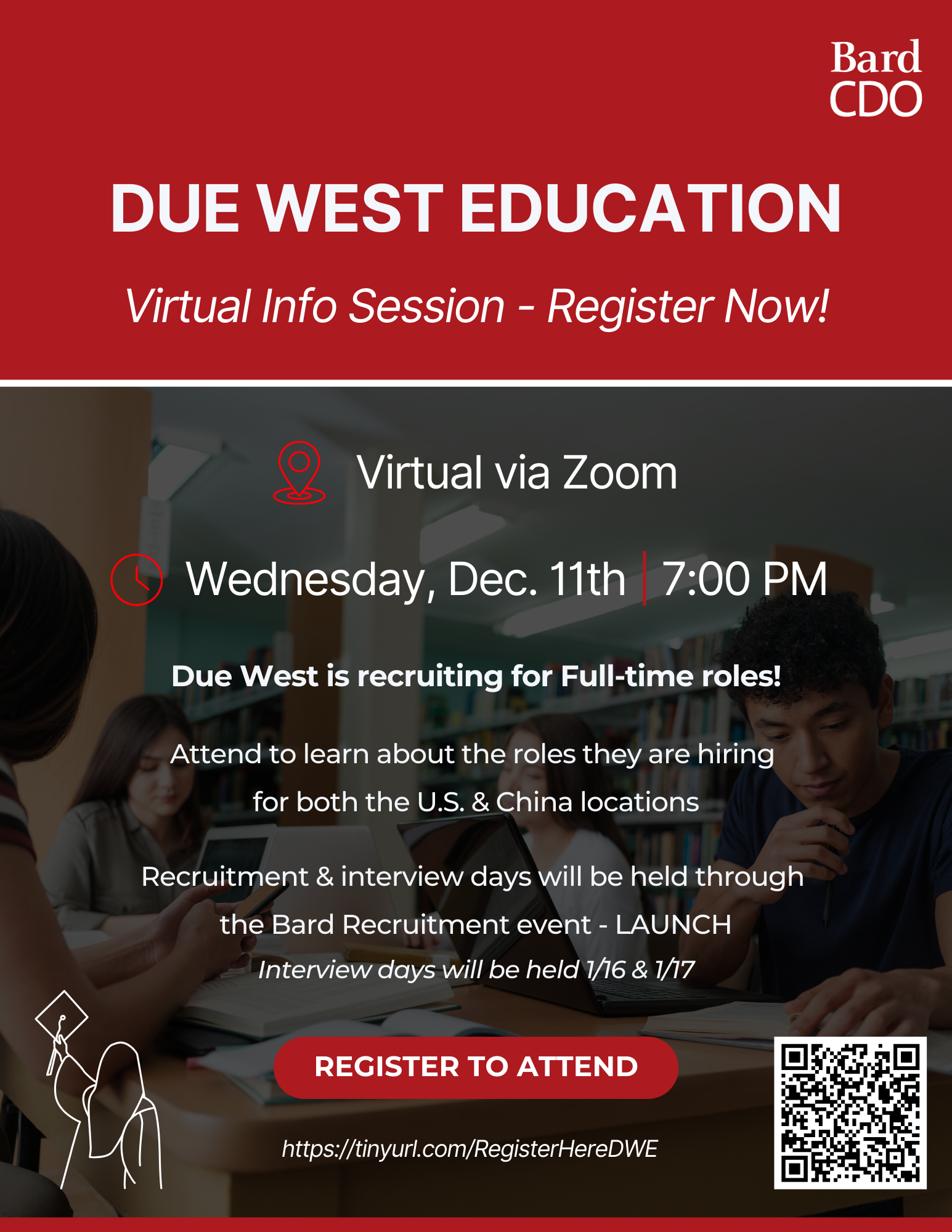 Due West education recruitment flyer.; Due West Education Recruiting: Virtual Session