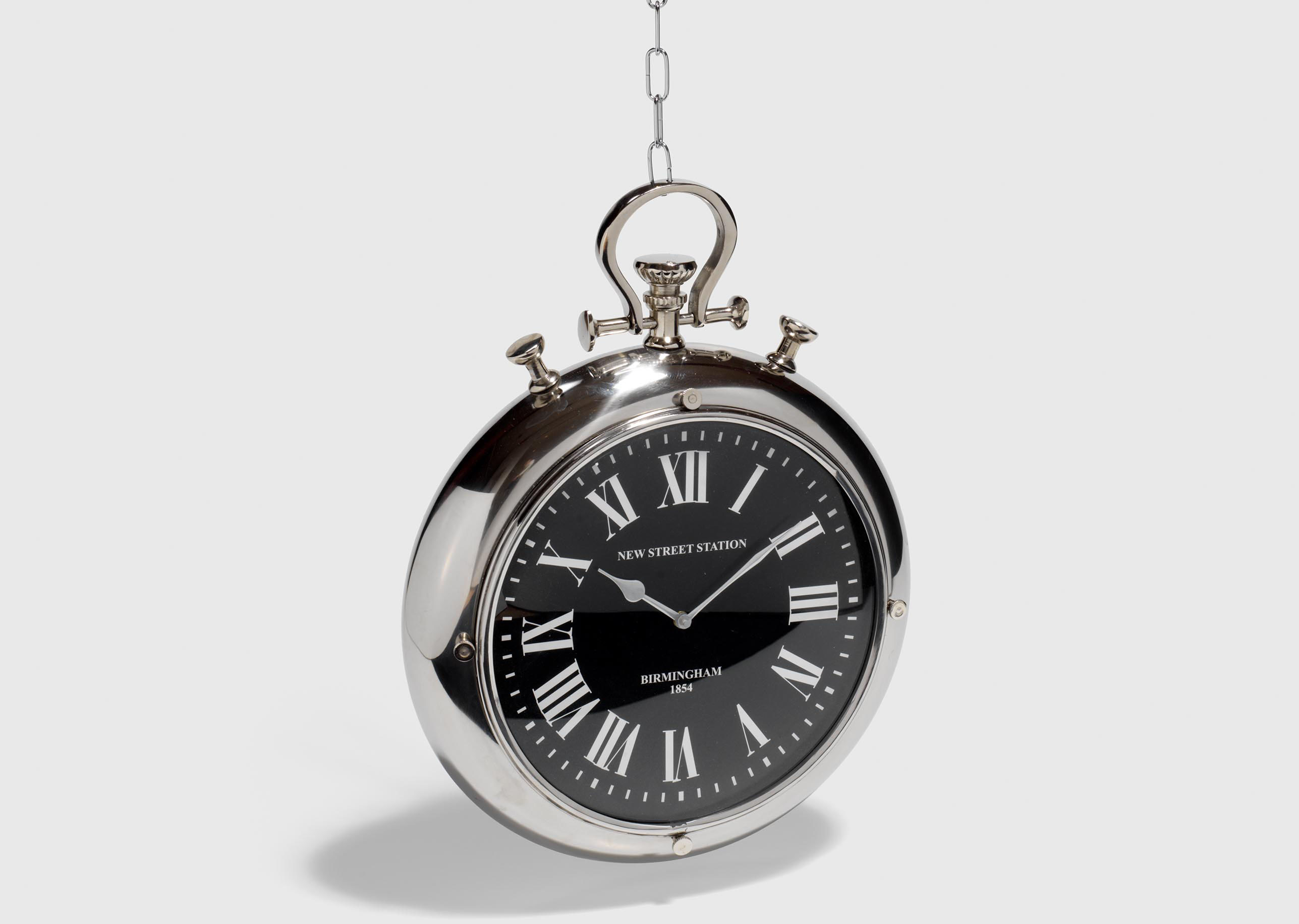 A clock tied to a silver chain.; Visit https://ccs.bard.edu/museum/exhibitions/878-xiii